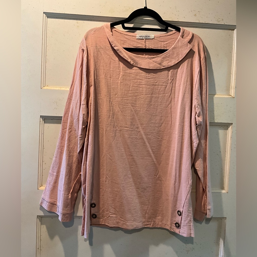 NWOT! MISSLOOK dusty pink, long sleeve tunic top. CHINESE SIZE 4X (US XL)